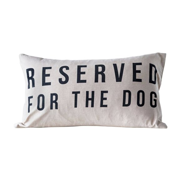 Creative Co-Op Reserved for The Dog Cotton Pillow, White