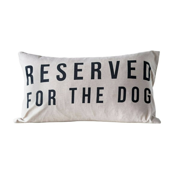 Creative Co-Op Reserved for The Dog Cotton Pillow, White