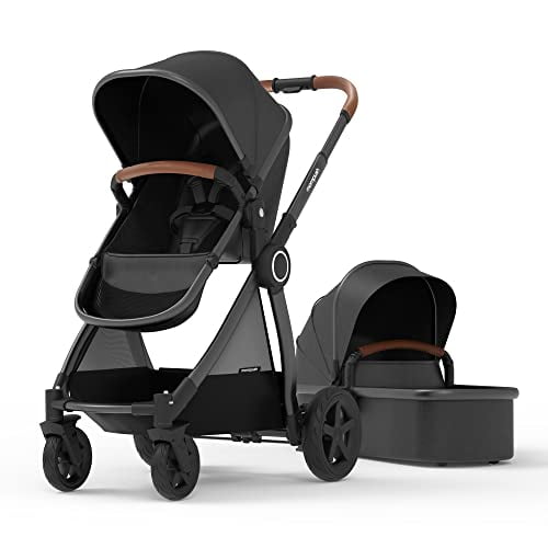 Mompush Ultimate2 Baby Stroller for Toddler with Removable Bassinet, Reversible Stroller Seat - Full-Size for Comfortable Outings with Baby - Smooth Glide Bassinet Stroller