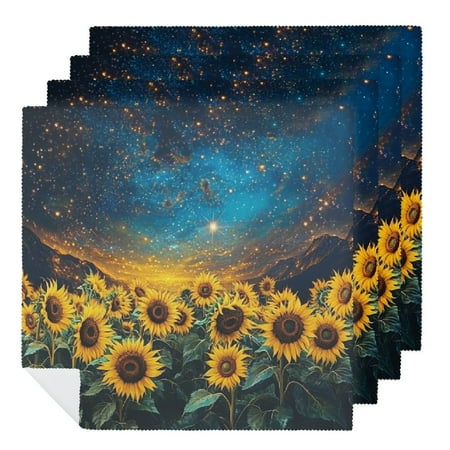 

HYKY Sunflowers Cloth Napkin Reusable Polyester Kitchen Dining Napkins for Hotels Restaurants Banquets Cocktail Parties Fade-Resistant - Pack of 4 2 PCS