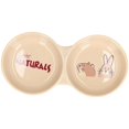thumbnail image 3 of Beige Small Aniamls Pet 8" Twin Naturals Stoneware Food Water Bowl Dish, 3 of 3