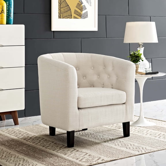 Modway Prospect Upholstered Fabric Armchair in Beige