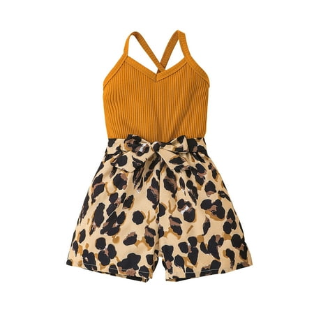 

Rovga Kids Girls Baby Toddler Bodysuits Sleeveless Leopard Printed Suspender Romper Jumpsuit Clothes