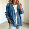 thumbnail image 2 of CAIXIA Denim Cardigan for Women Lightweight Jean Jacket V Neck Classic Button Front Breathable Stretch Relaxed Fit Casual, 2 of 5