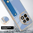 thumbnail image 2 of Designed for OnePlus 11 5G Case with Strap Luxury Plating Gold Bumper Phone Cover Wristband Kickstand Full Body Protective Slim Case for Women-Blue, 2 of 9