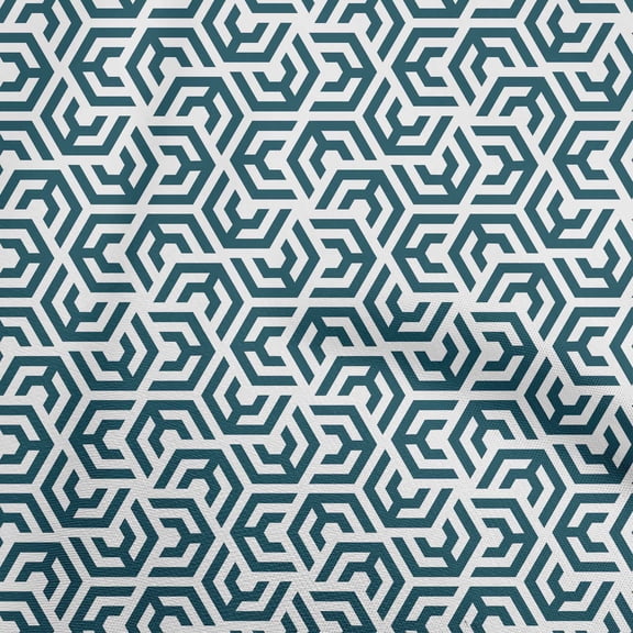 oneOone Cotton Poplin Twill Turquoise Blue Fabric Geometric Quilting Supplies Print Sewing Fabric By The Yard 56 Inch Wide