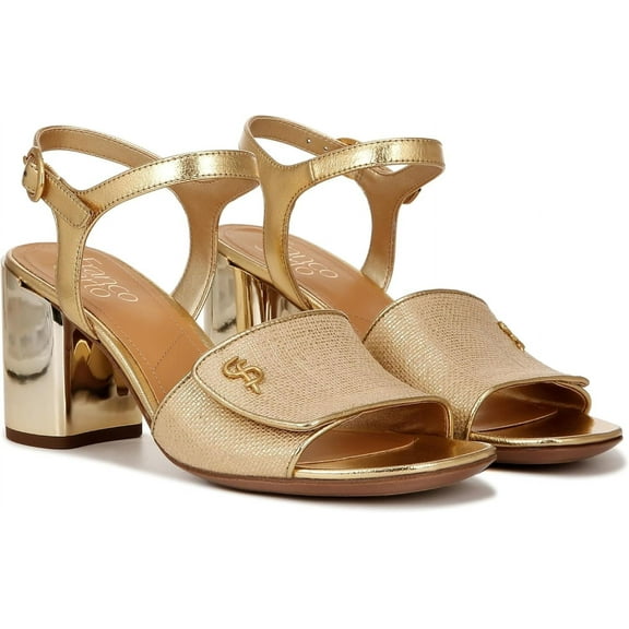 Franco Sarto Women's Onella 2 Heeled Sandal Gold Fabric 9.5M
