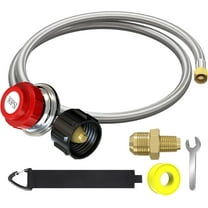 4FT 0-30 PSI Adjustable High Pressure Propane Regulator 30 psi Regulator Stainless Braided Propane Hose QCC1/Type1 Hose with 3/8 Flare x 1/8 MNPT Fits for LP Gas Cooker, Burner, Turkey Fryer, Smoker