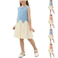 thumbnail image 1 of Ashirexll Robes d'Été pour Ados Enfants Sans Manches à Blocs de Couleur Col Rond Robe Décontractée Trapèze pour Ados Enfants, 1 of 7