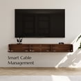 thumbnail image 6 of POVISON 79" Minimalist Floating TV Stand for 65" TV, Fully Assembled Wall Mounted Entertainment Center with 3 Flip-Down Cabinet Doors, Modern Living Room Media Console – Walnut, 6 of 12