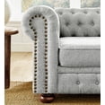thumbnail image 6 of 3 Seater Chesterfield Sofa, Modern Tufted Linen Cloud Couch with Rolled Arms and Nailhead, 88-inch Mid-Century Upholstered Sofa for Living Room, Gray, 6 of 9