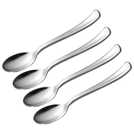

36pcs Disposable Plastic Mini Dessert Cake Spoon Stainless Steel Finish for Party Banquet Wedding (Silver)