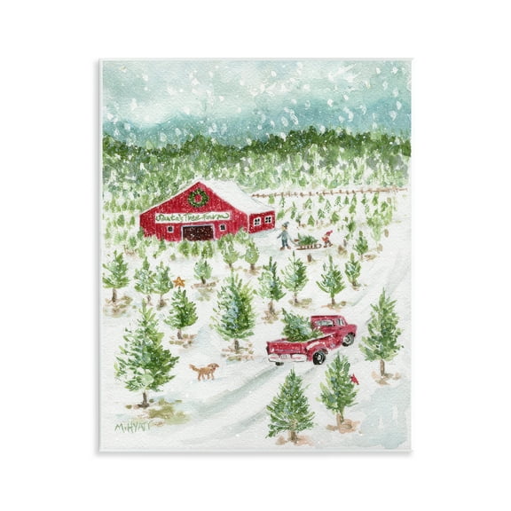 Stupell Industries Christmas Tree Farm Holiday Painting Unframed Art Prints Wall Art, 11 x 14