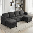 thumbnail image 2 of 107”Modular Sectional Sofa Convertible U Shaped Sofa Couch Set with Storage for Living Room, Modern 6 Seater Modular Sectional Couch with Movable Ottoman, Chenille Dark Grey, 2 of 7