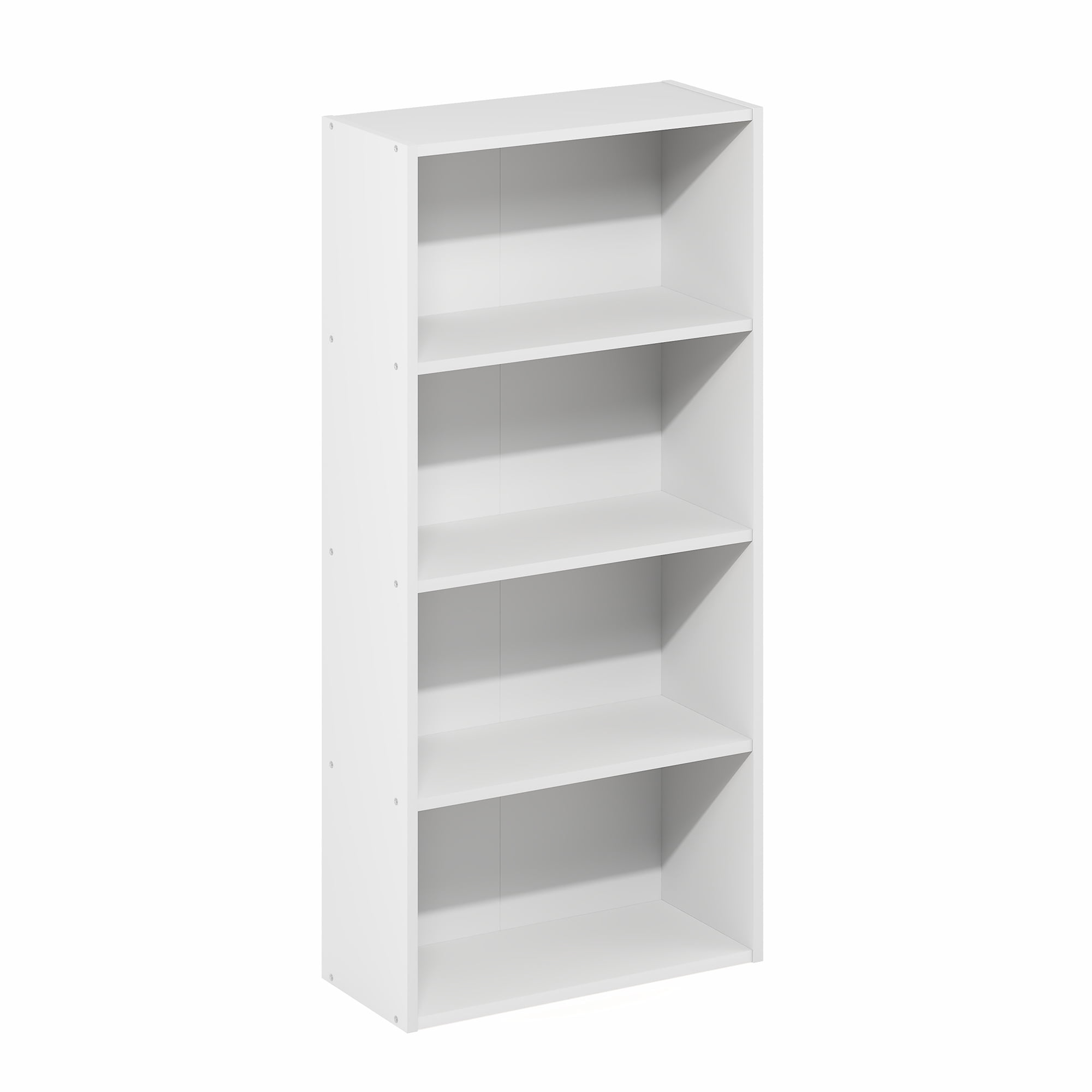 Furinno BASIC DVD Shelf, 4-Tier CD Rack with Open Shelf, Media Shelf, DVD Storage Cabinets for CD Blueray Game Disc, 7 x 17 x 35, for Living Room, Bedroom, Home Office, White