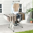 thumbnail image 4 of Costway 2-Layer Stainless Steel Foldable Drying Rack w/ Hanging Bar & 2 Height-adjustable Wings, 4 of 10