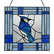 River of Goods 11" Blue Jay Stained Glass Window Panel
