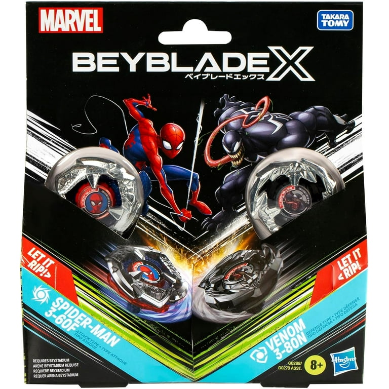 Beyblade X Marvel Collab Spider-Man 3-60F vs. Venom 3-80N