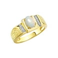 thumbnail image 3 of Rylos 925 Yellow Gold Plated Silver Classic 8X6MM Oval Opal & Sparkling Diamond Ring - Birthstone Jewelry for Men -Size 13, 3 of 7