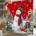 thumbnail image 2 of Duangreer Red Christmas Shower Curtain with Hooks, Cute Snowman with Plaid Scarf Winter Holiday Bathroom Curtain, Waterproof, 60"x72", 2 of 5