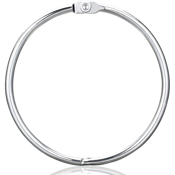 12 PCS Shower Curtain Rings, Chrome Shower Curtain Hooks Decorative, Rustproof Shower Hooks for Shower Curtain Rods, Silver Metal Shower Rings for Bathroom, 2 Inch Loose Leaf Binder Rings