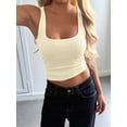 thumbnail image 6 of Women Summer Square Neck Tank Tops Workout Cropped Ribbed Summer Camisole Sleeveless Clothes Yellow S, 6 of 10