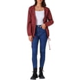 thumbnail image 2 of Inspire Chic Abrigos de Lluvia para Mujeres Impermeables con Capucha Chaquetas Ligeras de Lluvia Rompevientos Abrigo con Bolsillos para Exterior L Rojo Vino, 2 of 6