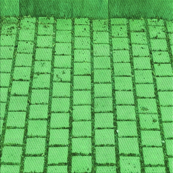 Ahgly Company Indoor Square Patterned Neon Green Area Rugs, 7' Square