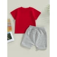 thumbnail image 3 of Inevnen Infant Boy Summer Clothes Suits Letter Print Short Sleeve Crew Neck T-Shirts and Elastic Waist Shorts 2Pcs Set, 3 of 8