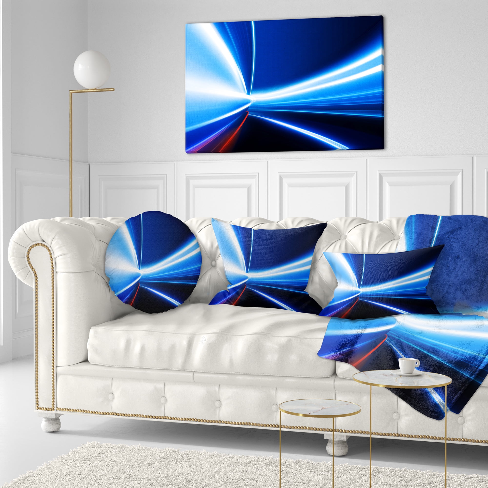Designart Speed on Night Road - Abstract Throw Pillow - 12x20