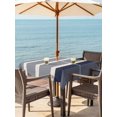 thumbnail image 3 of Outdoor Tablecloth with Umbrella Hole for Patio/Picnic/Party/Camping, Navy Blue Stripe Waterproof Table Cloth Square Cover Washable, Modern Minimalist Geomertic Striped Beige (60"x 60"), 3 of 9