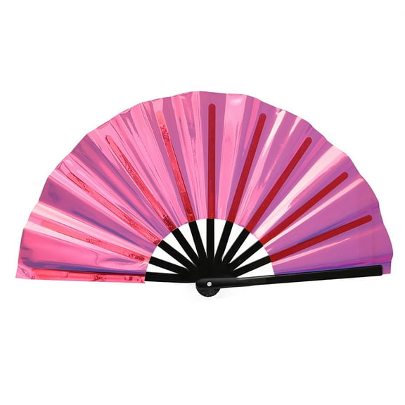 Holographic Folding Fan Portable Iridescent Handheld Fan Summer Cooling Fan Decoration Dance Performance Props Party Accessories