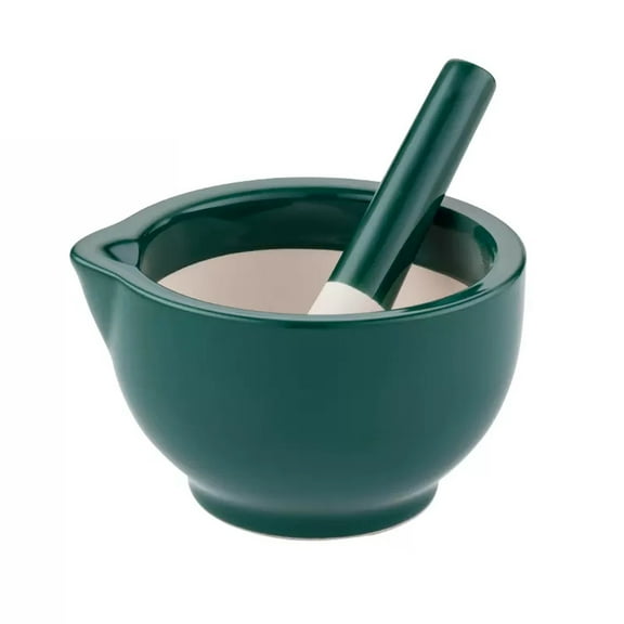Porcelain Mortar and Pestle Set, Dark Green Mortar and Pestle Spice Herb Grinder Pill Crusher Kitchen Mixing Grinding Bowl for Seasonings