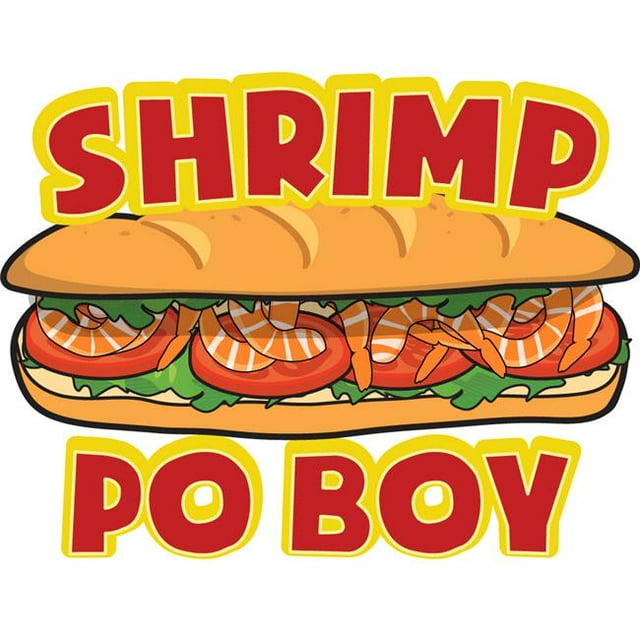 SignMission D-DC-36-Shrimp Po Boy 36 in. Shrimp Po Boy Concession Decal Sign - Cart Trailer Stand Sticker Equipment