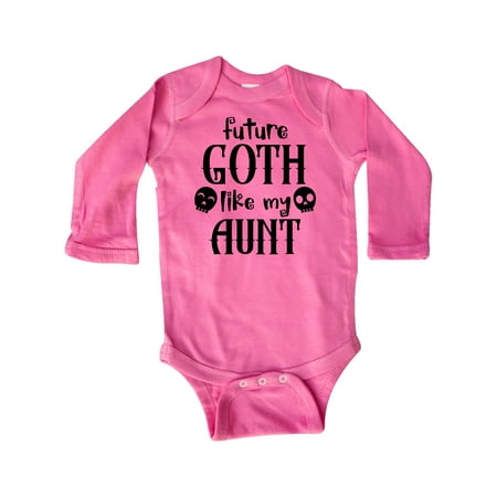 

Inktastic Future Goth Like my Aunt with Skulls Gift Baby Boy or Baby Girl Long Sleeve Bodysuit