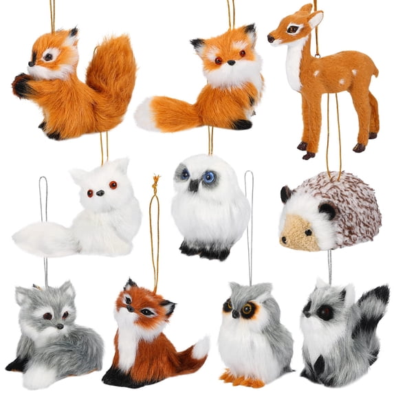 Adornos navideños Skylety Woodland Animal, 10 unidades, piel sintética