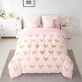 thumbnail image 2 of Feelyou Gold Love Heart Twin Bedding Sets 7pcs, Pink Princess Bedding Comforter Set, 2 of 8