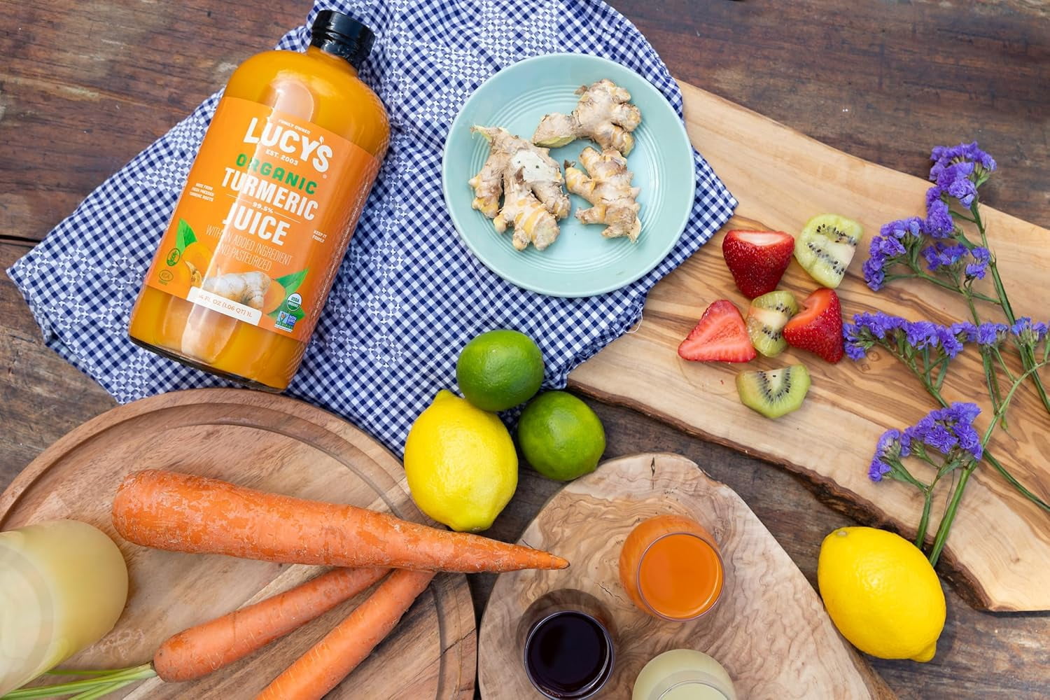 Lucy’s Fiji Turmeric Organic Non-GMO 99% Pure Turmeric Juice - 34 oz Glass Bottle (Made from Fresh Pressed)