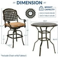 thumbnail image 5 of SOCIALCOMFY 5 Piece Patio Cast Aluminum Bar Dining Set, Outdoor Free-Rust Patio Bar Table & Chairs Set, Include 4 Swivel Bar Stool Chairs & 35.4" Bar Height Table W/ 2" Umbrella Hole for Deck Garden, 5 of 6