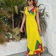 thumbnail image 5 of Christmas Hats on Yellow Dress Summer Street Style Bohemia Long Dresses Female Sleeveless Printed Maxi Dress, 5 of 9