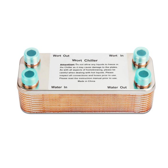 Ferroday Refroidisseur de Millepertuis 20 Plaques en Acier Inoxydable Brossé, Échangeur de Chaleur 1/2 NPT (7.5 Pouces x 1.97 Pouces)