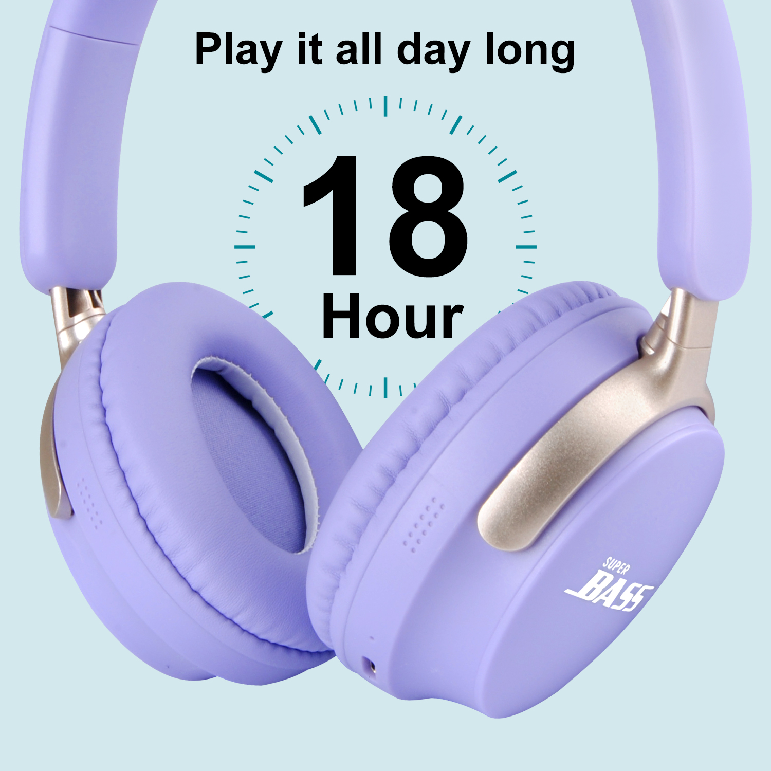 Ailkin Bluetooth Over-Ear Headphones with Noise Cancelling, Purple photo 2