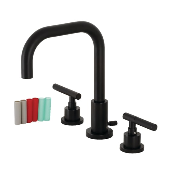 Kingston Brass FSC8930CKL Kaiser Widespread Bathroom Faucet with Brass Pop-Up, Matte Black