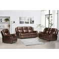 thumbnail image 2 of 3-Piece Living Room Set Faux Leather Reclining Sofa Set & Drop Down Table Brown, 2 of 8