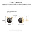 thumbnail image 5 of Rosec Jewels Genuine Tahitian Black Pearl Diamond Earrings, (16 Carat, AAA Grade) Cat Stud Earrings with Pearl - Ready to Gift, 10K Yellow Gold, 5 of 6