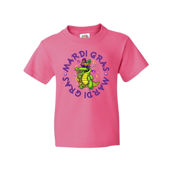 Inktastic Mardi Gras 2021 Party Alligator Youth T-Shirt
