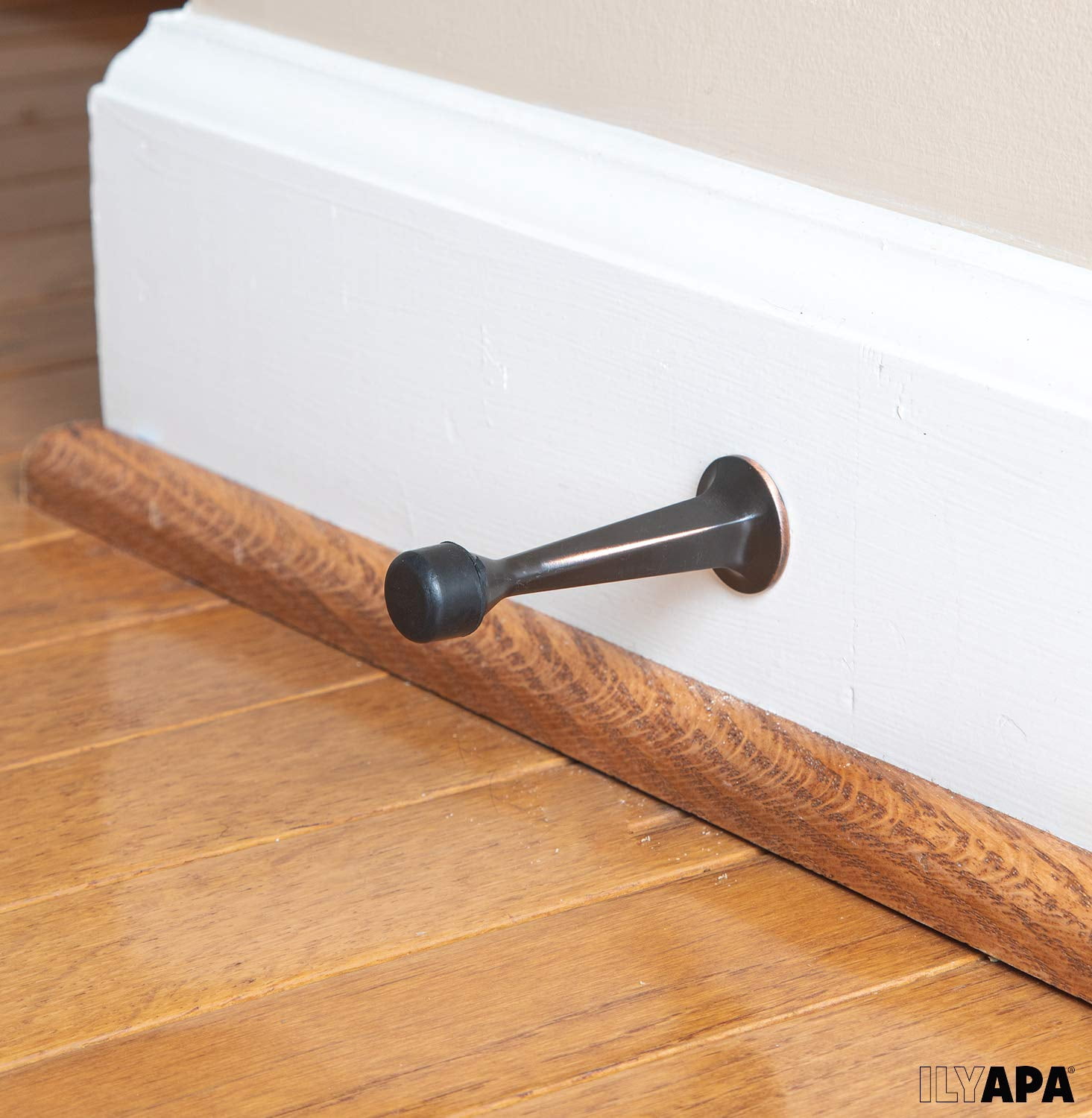 10 Pack of Door Stops Oil Rubbed Bronze - 3 1/4 Inch Heavy Duty Door Stop with Rubber Bumper