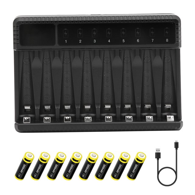 Cargador de Batería ANGGREK USB de ocho ranuras pantalla LCD protección inteligente