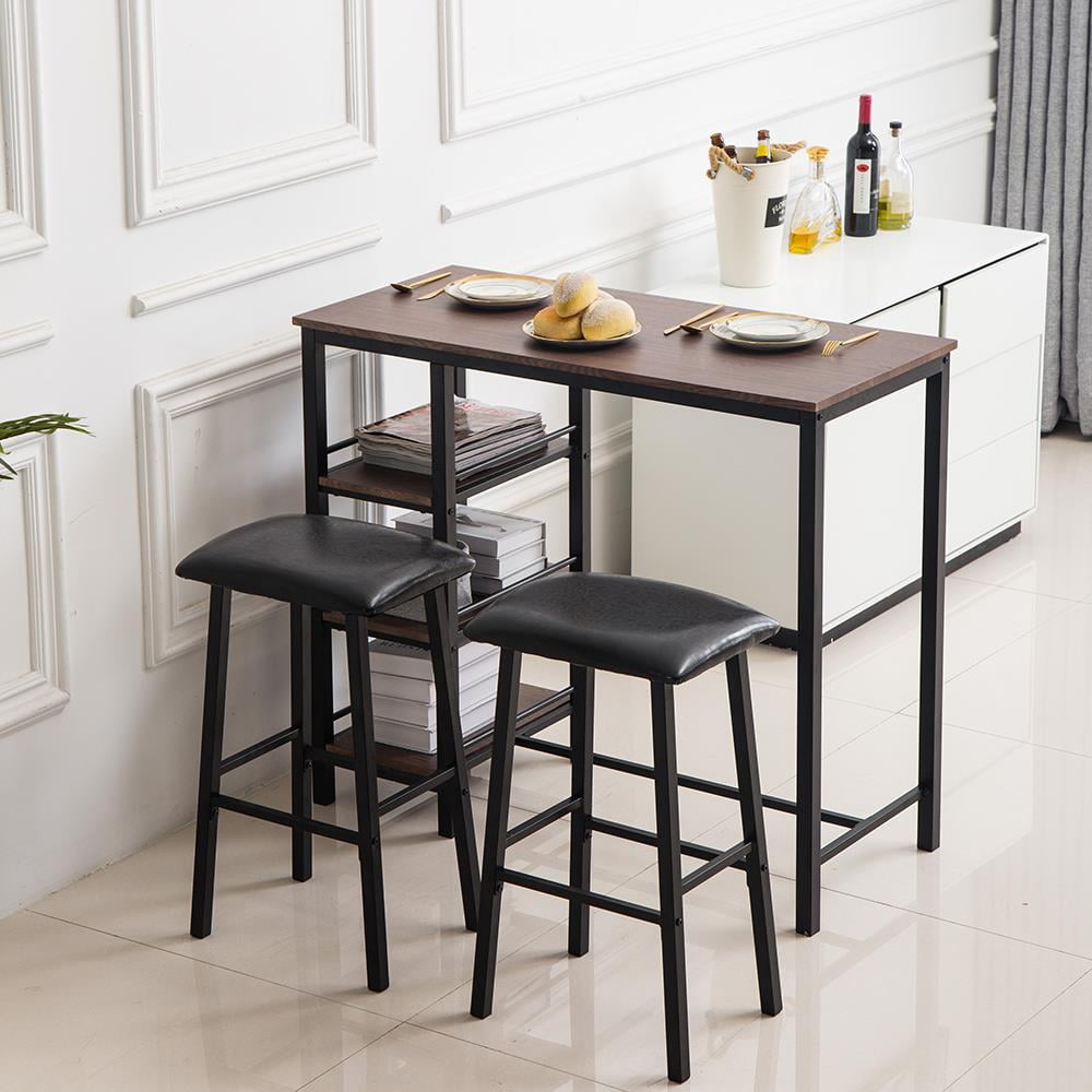 Zimtown 3 Piece Counter Height Dining, Bar Stool Table Set Of 2