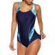 thumbnail image 5 of Traje de baño deportivo de una pieza para mujer, traje de baño con bloques de color, traje de baño adelgazante, azul, 5 of 7